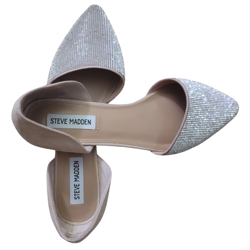 Steve Madden Silver Glitter Flats D'Orsay Style